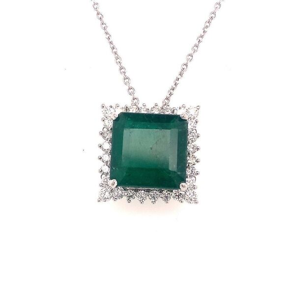 Diamond Emerald Necklace 18" Platinum 9.70 TCW GIA Certified $16,950 921902 - Picture 1 of 11